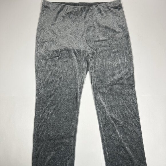 J.Jill Pure Jill Women Pull On Straight Pants Gray Velour Stretch Mid Rise Sz PM - Picture 2 of 12